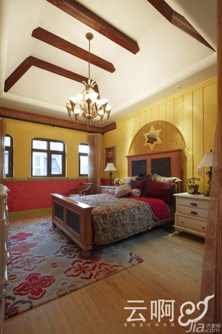 美式乡村风格别墅唯美富裕型卧室床图片