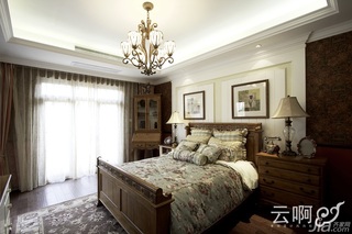 美式乡村风格别墅唯美富裕型卧室床效果图