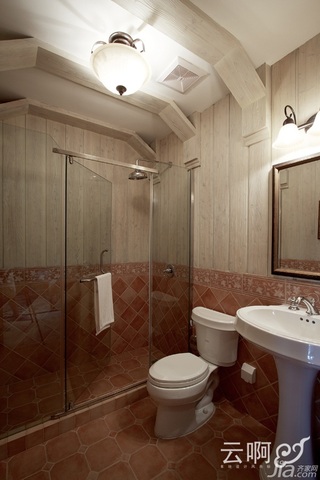 美式乡村风格别墅唯美白色富裕型卫生间浴室柜图片