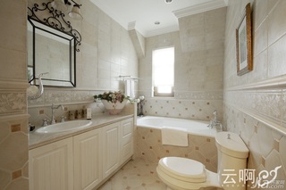 美式乡村风格别墅唯美白色富裕型卫生间浴室柜效果图