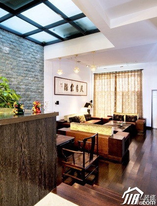 中式风格复式古典原木色豪华型140平米以上效果图