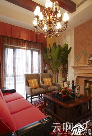 混搭风格别墅奢华红色富裕型沙发效果图