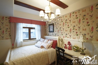 混搭风格别墅奢华红色富裕型卧室床图片