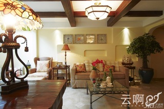 混搭风格别墅奢华红色富裕型客厅沙发效果图