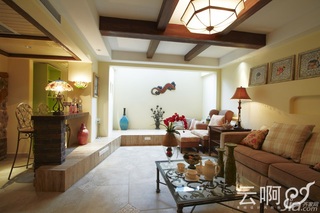混搭风格别墅奢华红色富裕型客厅沙发图片