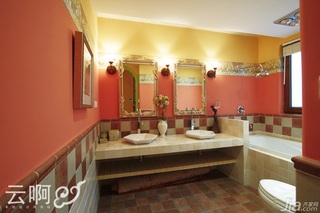 混搭风格别墅奢华红色富裕型浴缸效果图