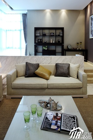 简约风格别墅稳重黄色富裕型客厅沙发效果图
