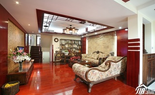 中式风格别墅20万以上客厅沙发效果图