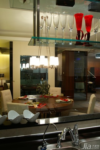 简约风格别墅温馨暖色调豪华型140平米以上餐厅酒柜图片