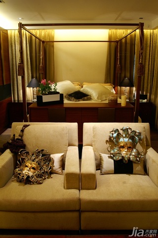 简约风格别墅温馨暖色调豪华型140平米以上卧室床效果图