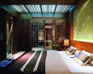 混搭风格别墅古典原木色豪华型140平米以上卧室隔断床效果图
