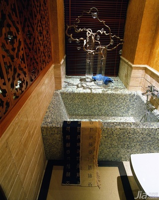 混搭风格别墅古典原木色豪华型140平米以上卫生间浴缸效果图