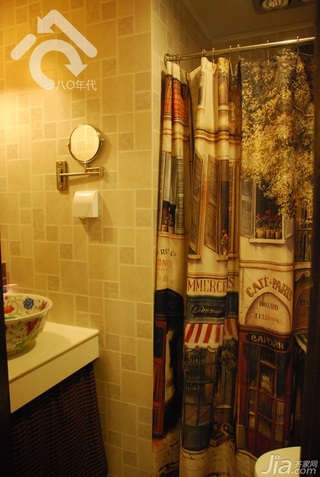 田园风格小户型可爱暖色调经济型40平米卫生间浴室柜图片