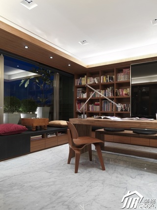 简约风格别墅大气冷色调豪华型140平米以上书房书桌图片