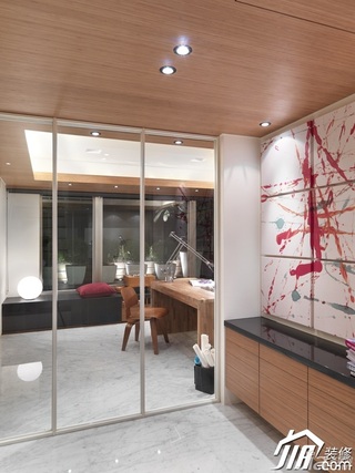 简约风格别墅大气冷色调豪华型140平米以上玻璃隔断设计图