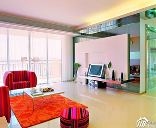 公寓豪华型120平米客厅电视背景墙沙发效果图