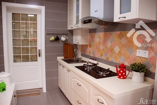 混搭风格小户型可爱黄色经济型40平米厨房橱柜图片