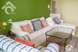 田园风格小户型小清新绿色经济型客厅沙发图片