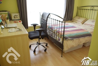 田园风格小户型小清新绿色经济型卧室床图片