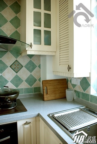 田园风格小户型小清新绿色经济型厨房橱柜图片