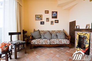 地中海风格别墅温馨暖色调富裕型140平米以上客厅沙发背景墙沙发效果图