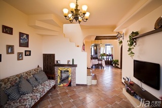 地中海风格别墅温馨暖色调富裕型140平米以上客厅沙发背景墙沙发图片