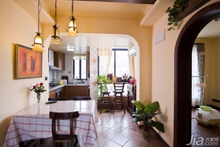 地中海风格别墅温馨暖色调富裕型140平米以上餐厅餐厅背景墙餐桌效果图