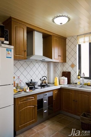 地中海风格别墅温馨暖色调富裕型140平米以上厨房橱柜定制