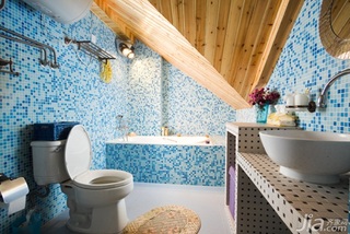 地中海风格别墅温馨暖色调富裕型140平米以上卫生间洗手台图片