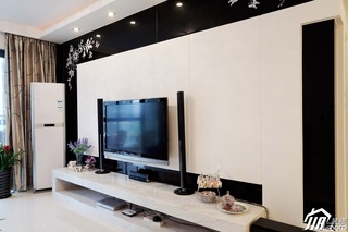 简约风格二居室大气富裕型客厅电视背景墙电视柜效果图