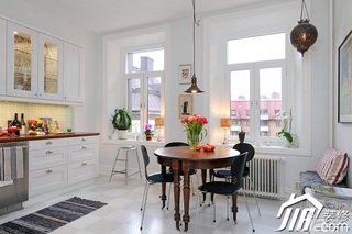 北欧风格公寓舒适经济型90平米厨房餐桌图片