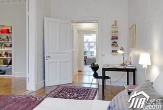 北欧风格公寓简洁白色经济型90平米卧室书桌图片