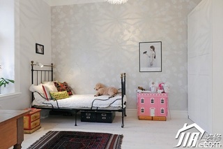 北欧风格公寓白色经济型90平米卧室床效果图