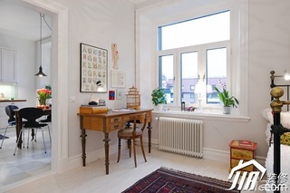 北欧风格公寓简洁白色经济型90平米卧室书桌效果图