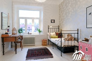 北欧风格公寓白色经济型90平米卧室床图片
