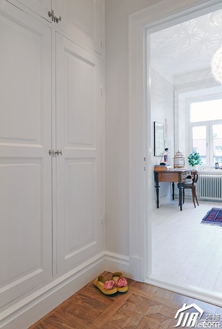 北欧风格公寓白色经济型90平米过道效果图