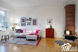 北欧风格公寓白色经济型90平米客厅沙发背景墙沙发效果图