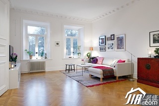 北欧风格公寓白色经济型90平米客厅沙发背景墙沙发效果图