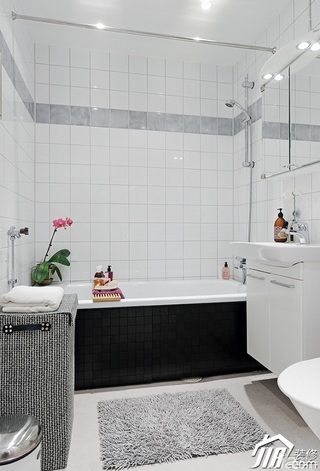 北欧风格公寓简洁白色经济型90平米卫生间洗手台图片