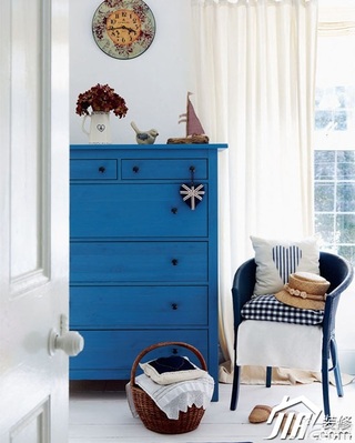 混搭风格小户型舒适蓝色经济型客厅装潢