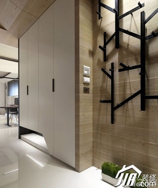 日式风格三居室简洁咖啡色富裕型140平米以上客厅背景墙衣柜设计