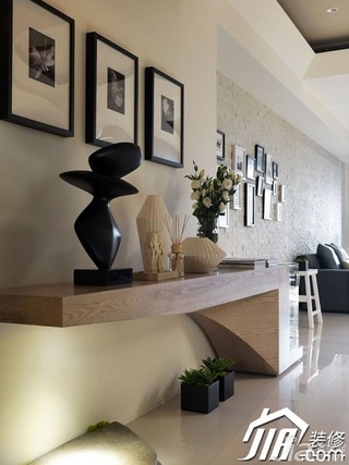 日式风格三居室简洁咖啡色富裕型140平米以上背景墙设计