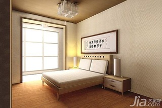 日式风格三居室简洁咖啡色富裕型140平米以上卧室卧室背景墙床效果图