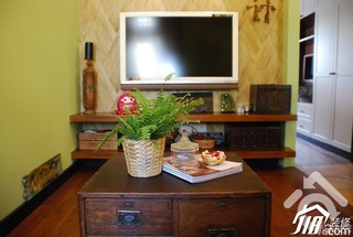 田园风格小户型小清新绿色经济型客厅电视柜效果图