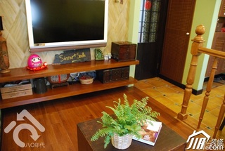 田园风格小户型小清新绿色经济型客厅电视柜图片