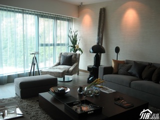 混搭风格别墅灰色富裕型客厅沙发图片