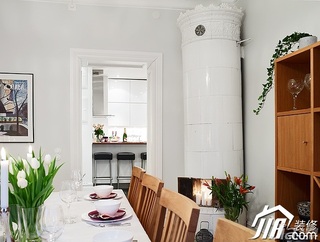 北欧风格公寓简洁白色经济型100平米餐厅餐桌图片