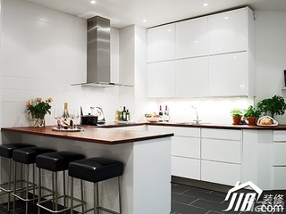 北欧风格公寓简洁白色经济型100平米厨房吧台吧台椅图片