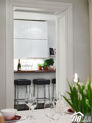 北欧风格公寓简洁白色经济型100平米吧台吧台椅图片