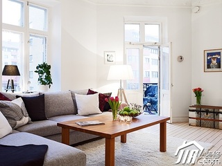 北欧风格公寓简洁白色经济型100平米客厅沙发图片